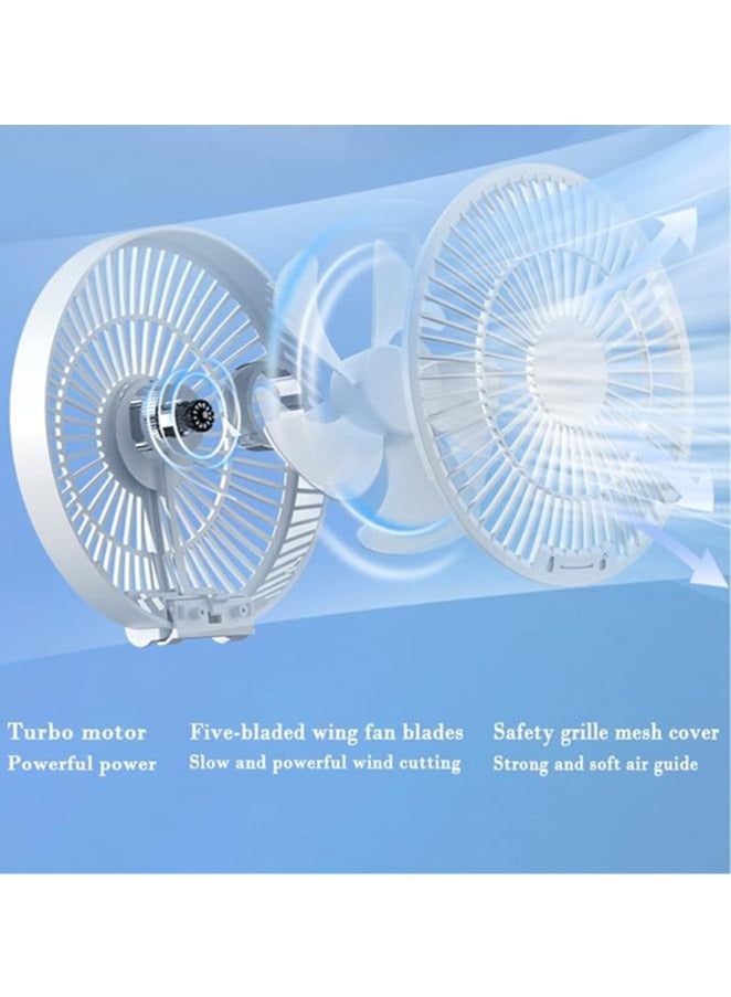 عام مروحة مكتب صغيرة LED قابلة للشحن قابلة للنقل مع 3 سرعات، دوران 120 درجة، تشغيل هادئ، مثالية لغرفة النوم، غرفة الأطفال، غرفة الدراسة - Image 5