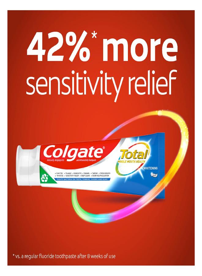 Colgate Total Whitening Toothpaste with Stannous Fluoride and Zinc, Sensitivity Relief and Cavity Protection Mint, 4.8 Oz (Pack of 2) - Image 1