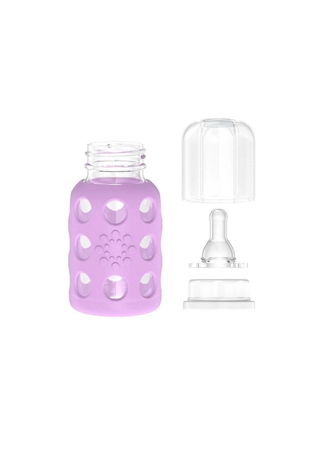 Lifefactory 4-Ounce BPA-Free Glass Baby Bottle with Protective Silicone Sleeve and Stage 1 Nipple, Lavender - Image 3