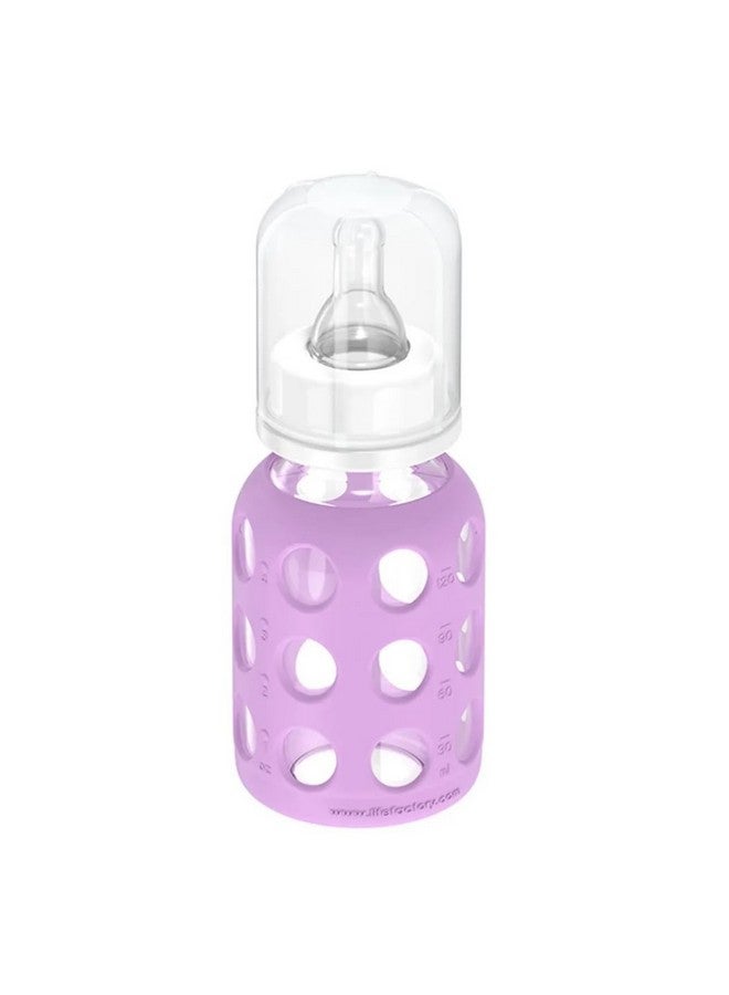 Lifefactory 4-Ounce BPA-Free Glass Baby Bottle with Protective Silicone Sleeve and Stage 1 Nipple, Lavender - Image 2