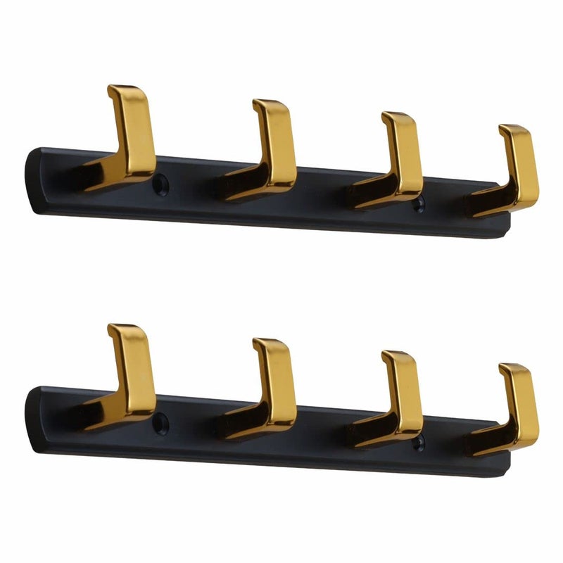 FERIO Zinc 4 Pin Hook for Bathroom and Kitchen Multipurpose Use for Cloth Cloth Hooks Hanger (Pack of 2, Gold and Black) - Image 5