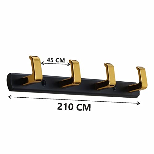 FERIO Zinc 4 Pin Hook for Bathroom and Kitchen Multipurpose Use for Cloth Cloth Hooks Hanger (Pack of 2, Gold and Black) - Image 2