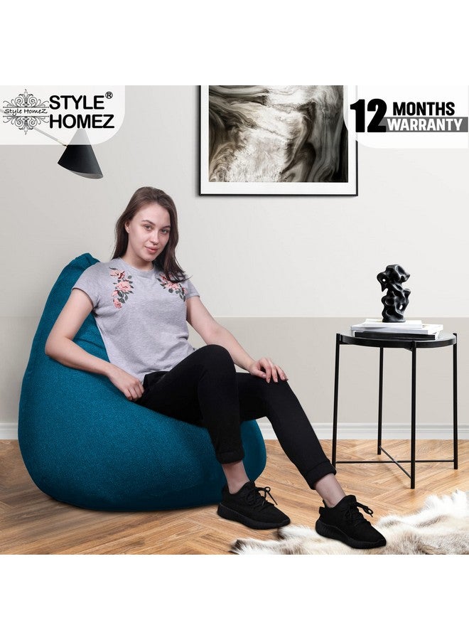 Style Homez Style Homez ORGANIX Collection, Classic Bean Bag XXL Size Berry Blue Color in Organic Jute Fabric, Cover Only  - Image 2