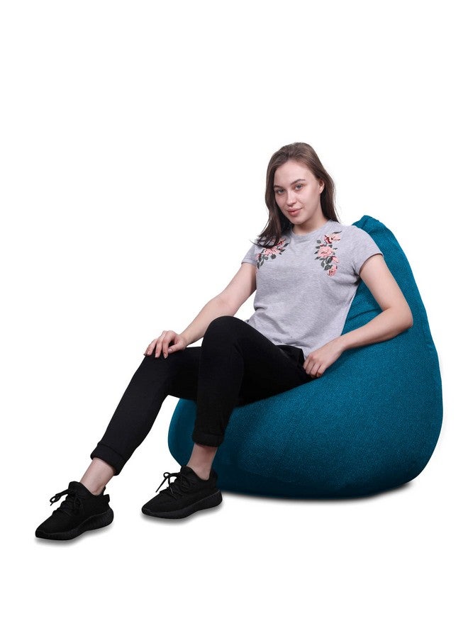 Style Homez Style Homez ORGANIX Collection, Classic Bean Bag XXL Size Berry Blue Color in Organic Jute Fabric, Cover Only  - Image 4