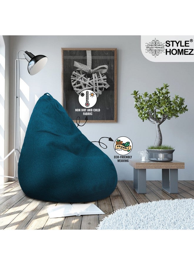 Style Homez Style Homez ORGANIX Collection, Classic Bean Bag XXL Size Berry Blue Color in Organic Jute Fabric, Cover Only  - Image 3