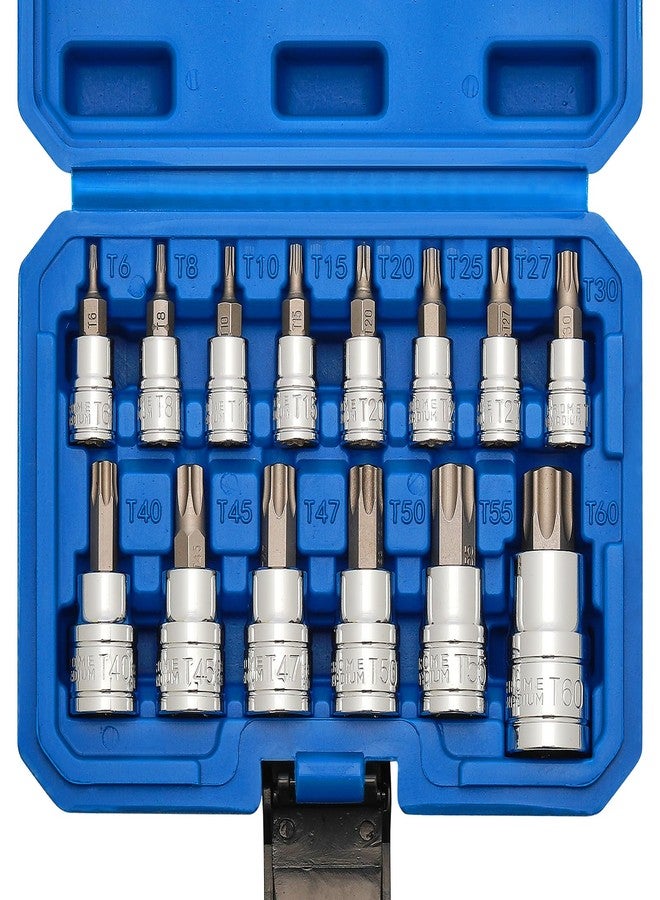 Mayouko 14PCS Torx Bit Socket Set, T6-T60, 1/4-Inch, 3/8-Inch and 1/2-Inch Drive, S2 and Cr-V Steel, Star Bits Socket Set - Image 1