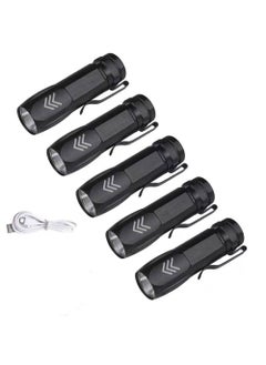 KH003 Mini Small Pocket LED Flashlight USB Rechargeable High Lumens Bright Powerful flashlights Pack of 5