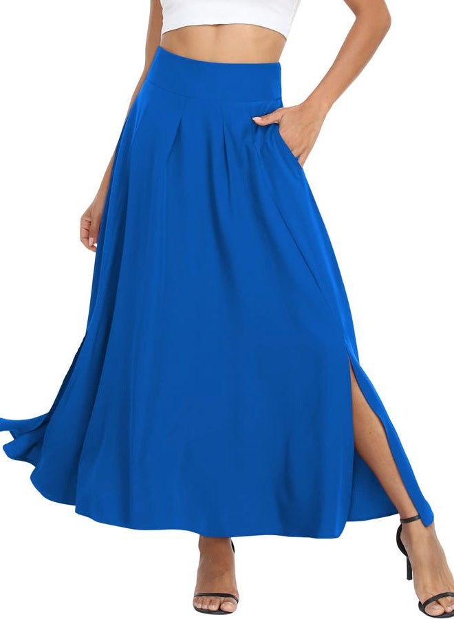 RANPHEE Ariel Costume for Women Cosplay Halloween Blue Skirt Long Maxi 2024 Fall Dressy Casual High Waisted Novelty Skirts with Slit M - Image 2