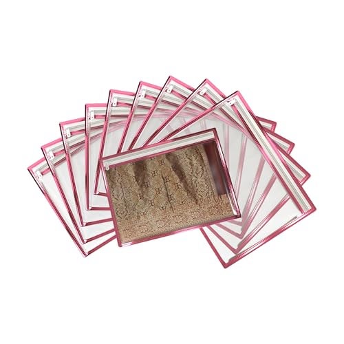 FabPax Premium Saree Cover for Storage & Travel, Transparent Non-Woven Saree Bag with Zipper, Dustproof Wardrobe Organizer for Silk, Designer & Wedding Sarees (36x42 cm) (Pink, Set of 10) - Image 1