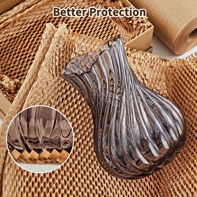 JARLINK Honeycomb Packing Paper, 15 * 400' Packing Wrap for Packing/Shipping/Moving, Recyclable Honeycomb Cushioning Wrap Roll, Moving & Gifts Wrapping Paper With 30 Fragile Sticker Labels - Image 3