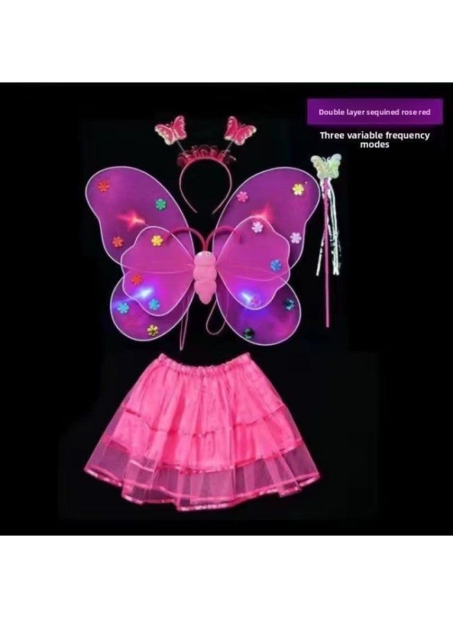 Children's Day Little Girl Children's Glowing erfly Wings Children's Toy Magic Wand Flash New Light Factory