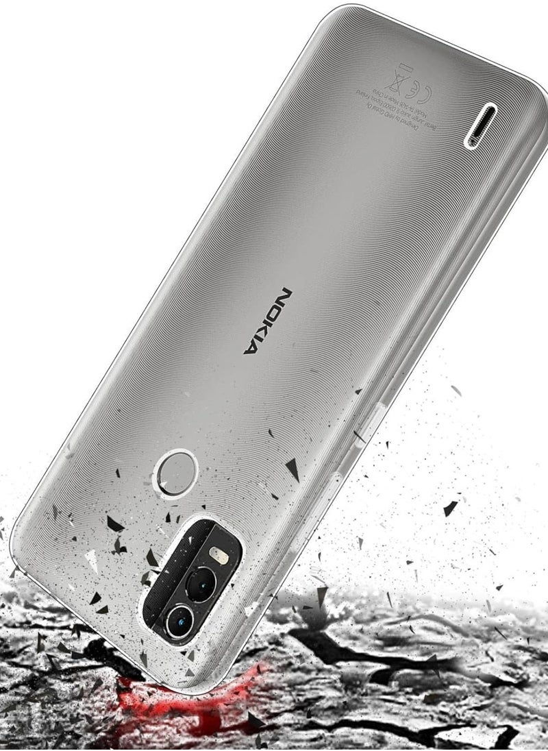 ماركة غير محددة - حافظة متوافقة مع حافظة Nokia C21 Plus، حافظة جل TPU ناعمة وشفافة، سيليكون مرن مضاد للخدش لحماية الكاميرا، غطاء شفاف من مادة TPU - شفاف - Image 1