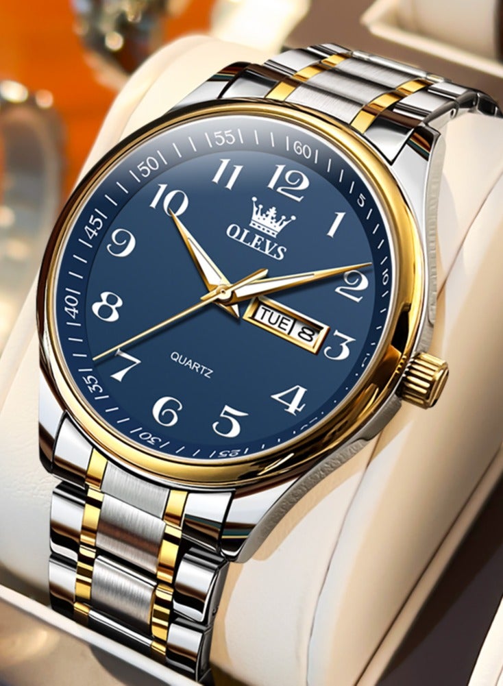 أوليفز ساعة OLEVS الكلاسيكية للأعمال كوارتز للرجال بمينا رقمية لعرض التاريخ والأسبوع وساعة مضيئة مقاومة للماء للرجال - Image 3