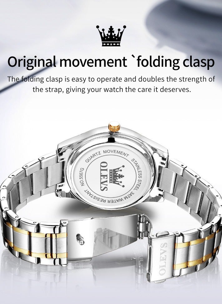 أوليفز ساعة OLEVS الكلاسيكية للأعمال كوارتز للرجال بمينا رقمية لعرض التاريخ والأسبوع وساعة مضيئة مقاومة للماء للرجال - Image 5