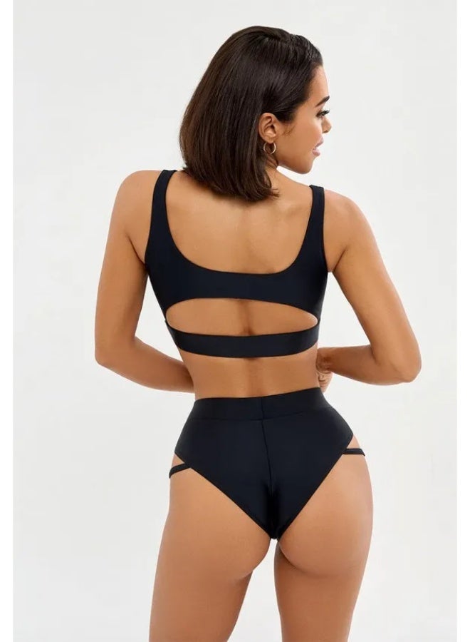 Bona Fide Miami Black – Cut-Out Bikini Set with High-Waisted Bottom - Image 3