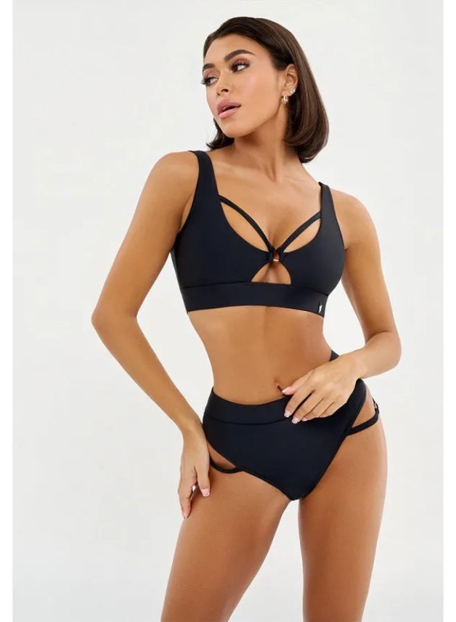 Bona Fide Miami Black – Cut-Out Bikini Set with High-Waisted Bottom - Image 4