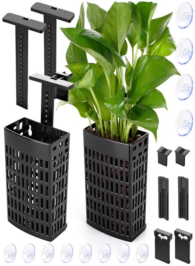 Borlech 2026 Latest Upgraded Aquarium Plant Holder Adjustable Height with Extendable Hook and Suction Cup for Fish Tank Aquaponic Plant Cultivation and Aquascape Accessories Decorations (2 Pack) - Image 1