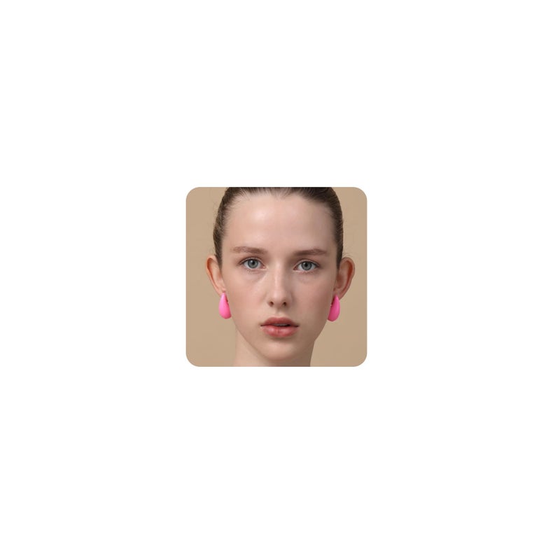 Apsvo Hot pink Earrings Chunky Gold Hoop Fuchsia Earrings for Women Lightweight Waterdrop Hypoallergenic Gold Plated Earrings Fashion Jewelry (Hot pink) - Image 1