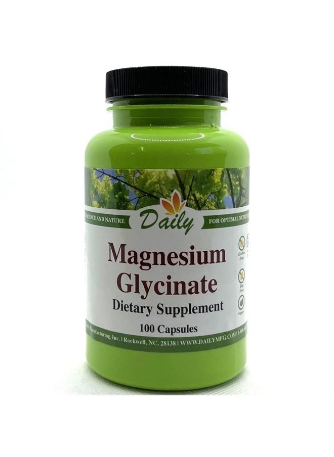 Daily Manufacturing Daily's Magnesium Glycinate (No Excipients, Gluten Free, Soy Free, Vegan, 100 Vegetarian Capsules)  - Image 1