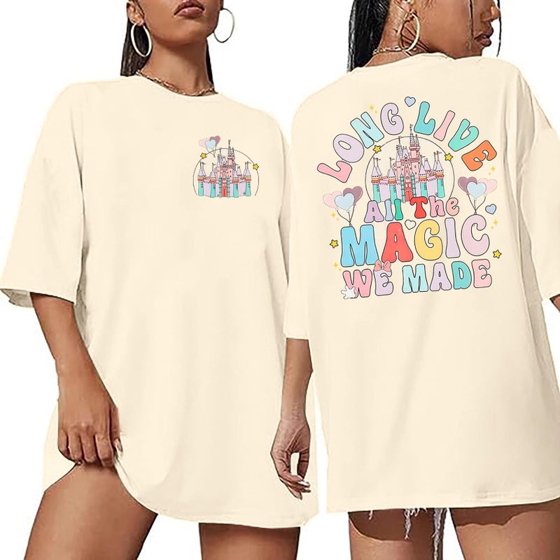 LUKYCILD Magical Shirt Magic Kingdom Shirts: Long Live All The Magic We Made Tshirt Holiday Castle Graphic Tee Family Vacation Top Apricot - Image 1