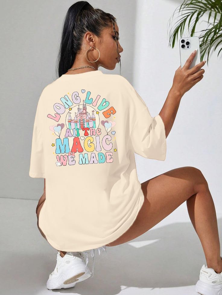 LUKYCILD Magical Shirt Magic Kingdom Shirts: Long Live All The Magic We Made Tshirt Holiday Castle Graphic Tee Family Vacation Top Apricot - Image 3