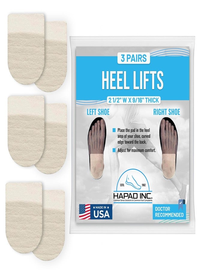 HAPAD Heel Lifts for Women & Men, 9/16" Height, 2 1/2" Width (Pack of 3) - Supportive, Breathable Shoe Heel Inserts, Pads - Shoe Lifts for Uneven Legs, Length Discrepancy, Achilles Tendonitis, Heel - Image 1