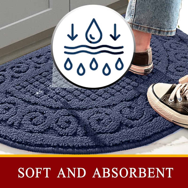 SASTYBALE Navy Kitchen Mats for Floor 2 Piece 18â€X30â€, Non Skid Washable Kitchen Rugs, Absorbent Standing Rug, Throw Rug,Half Circle Carpet for Sink,Laundry Room Area - Image 5