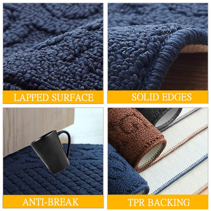 SASTYBALE Navy Kitchen Mats for Floor 2 Piece 18â€X30â€, Non Skid Washable Kitchen Rugs, Absorbent Standing Rug, Throw Rug,Half Circle Carpet for Sink,Laundry Room Area - Image 2
