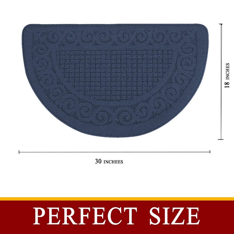 SASTYBALE Navy Kitchen Mats for Floor 2 Piece 18â€X30â€, Non Skid Washable Kitchen Rugs, Absorbent Standing Rug, Throw Rug,Half Circle Carpet for Sink,Laundry Room Area - Image 3
