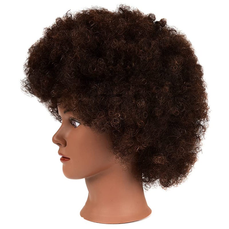 MORRIS 10â€ Human Hair Training Afro Mannequin Head â€“ Short Curly Hair for Beginners to Practice Braiding, Cutting, Styling â€“ Includes Clamp - Image 4