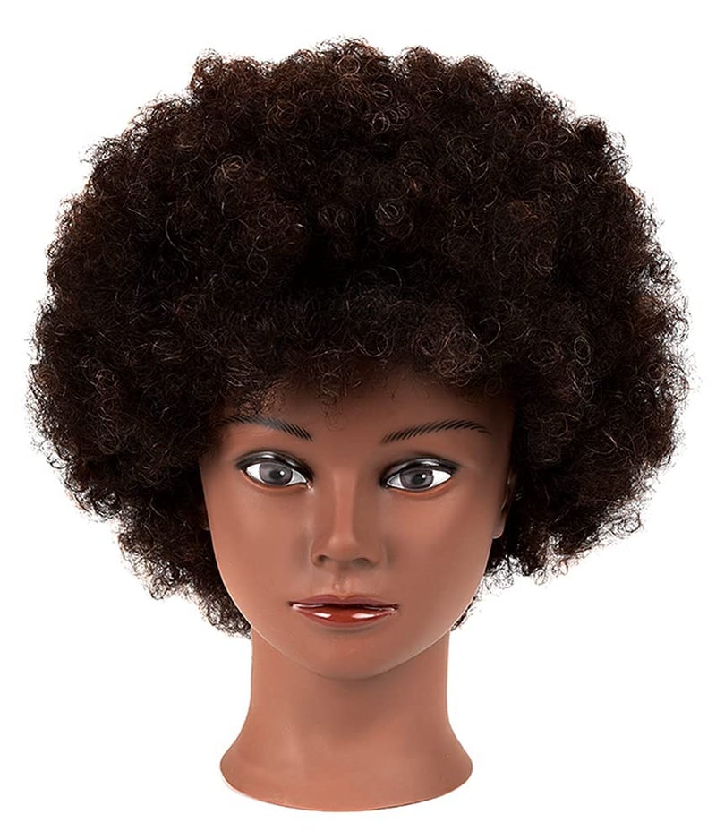 MORRIS 10â€ Human Hair Training Afro Mannequin Head â€“ Short Curly Hair for Beginners to Practice Braiding, Cutting, Styling â€“ Includes Clamp - Image 3