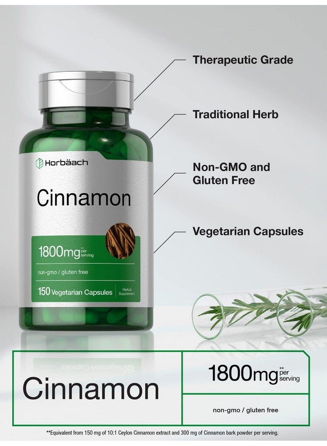 Horbäach Horbaach Cinnamon Capsules 1800mg | 150 Count | Ceylon Cinnamon Supplement | Vegetarian, Non-GMO, Gluten Free - Image 3