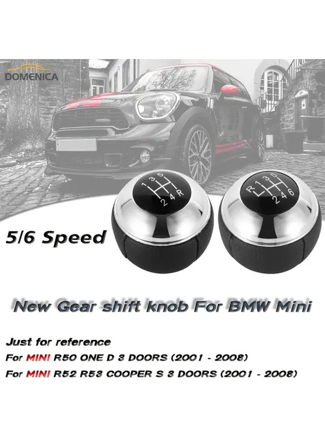 5 Speed Manual Shift Knob Shifter Lever Chrome Black Direct Fit Mini Cooper - Image 1