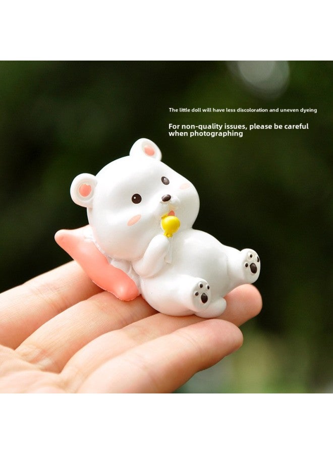 Cartoon Resin Size White Bear Doll Small Hand Decoration Cute Kawaii Girl Heart Desktop Decoration-Color:Big Bear With Love  - Image 5