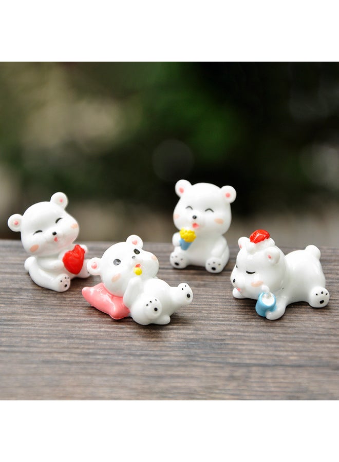 Cartoon Resin Size White Bear Doll Small Hand Decoration Cute Kawaii Girl Heart Desktop Decoration-Color:Big Bear With Love  - Image 4