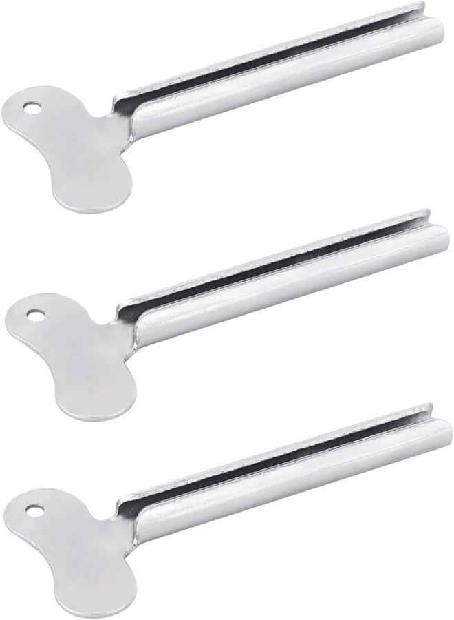 Pxiryanlow 3 Pcs Silvery Metal Tube Squeezer Keys, Toothpaste Metal Hair Dye Color Key Roller Dispenser Tool Durable Processingl, Daily Living Tube Squeezing Aids - Image 1