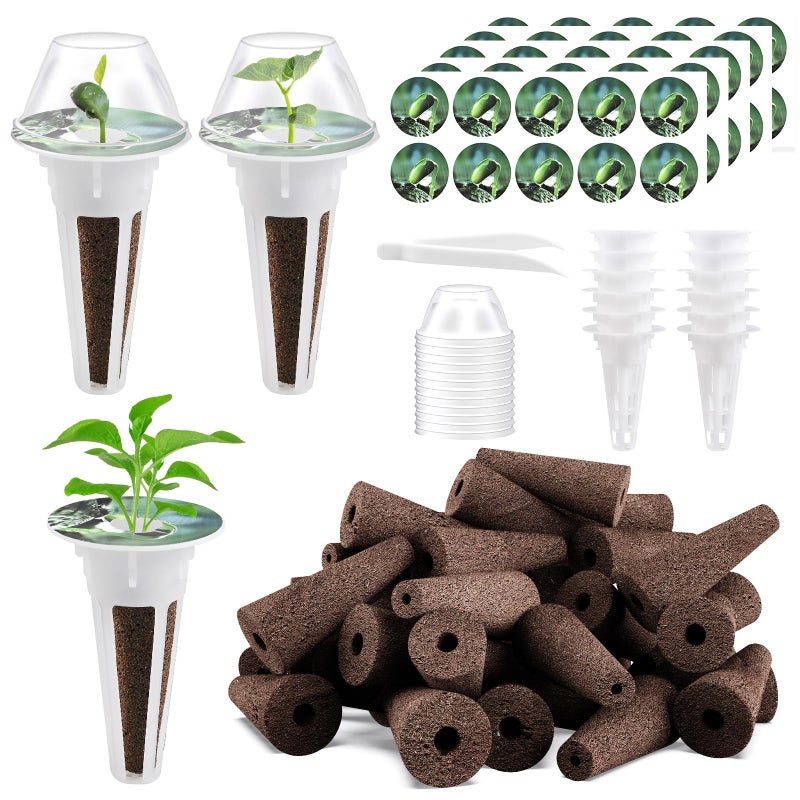 Tigvio 66pcs Hydroponic Seed Pod Kit - Compatible with Aerogarden and All Brands - Grow Anything Indoor Garden System - Includes 15 Grow Sponges, 15 Baskets, 20 Labels and Tweezer for Easy Planting - Image 1