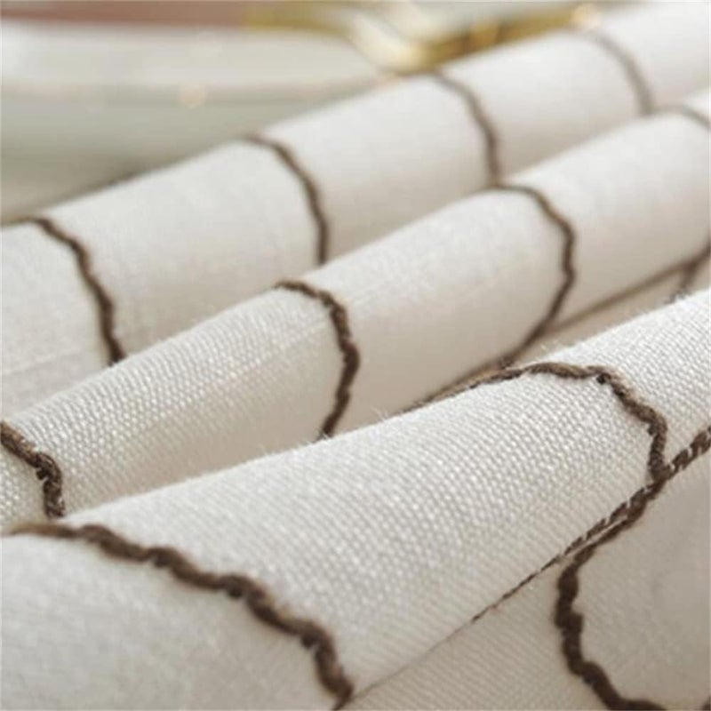 Utobanh Compact design Simple Bedside Table Tassel Cover Cloth, Tablecloth Cover Towel, Suitable for Bedside Table TV Microwave Washing Machine Refrigerator Dust Cover (White Bars, 15.7 * 35.4 inches) Multi-use upgraded craftsmanship - Image 3