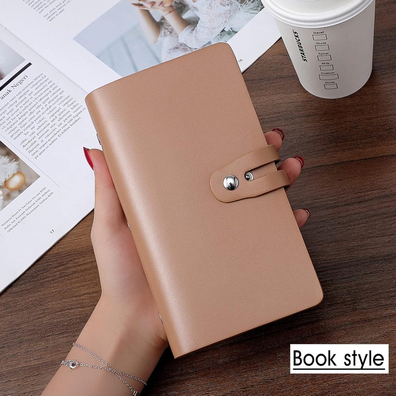 Romozi RFID Credit Card Holder, Leather Business Card Organizer with 96 Card Slots, Credit Card Case for Managing Your Different Cards and Important Documents to Prevent Loss or Damage (Khaki) - Image 3