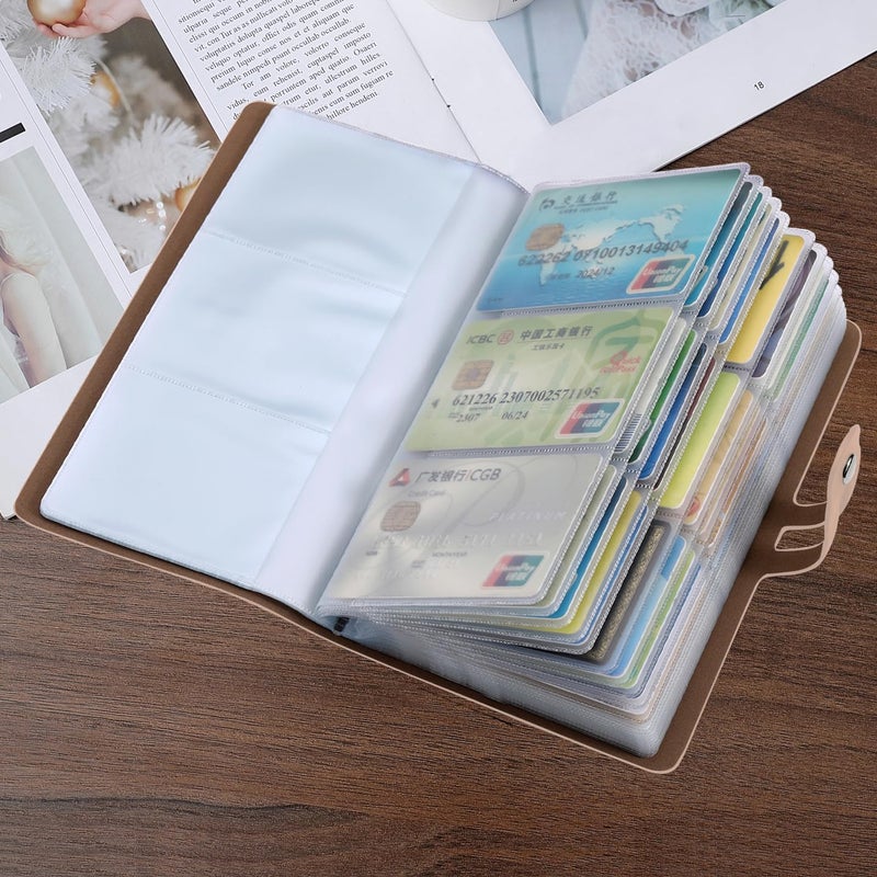 Romozi RFID Credit Card Holder, Leather Business Card Organizer with 96 Card Slots, Credit Card Case for Managing Your Different Cards and Important Documents to Prevent Loss or Damage (Khaki) - Image 5