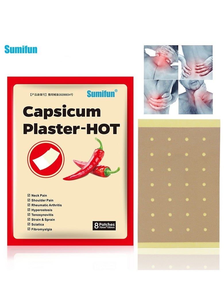 Sumifun Capsicum Plaster-Hot Neck Pain Shoulder Pain Rheumatoid Arthritis Hyperostosis Tenosynovitis Strain & Sprain Sciatica Fibromyalgia 8pcs - Image 1