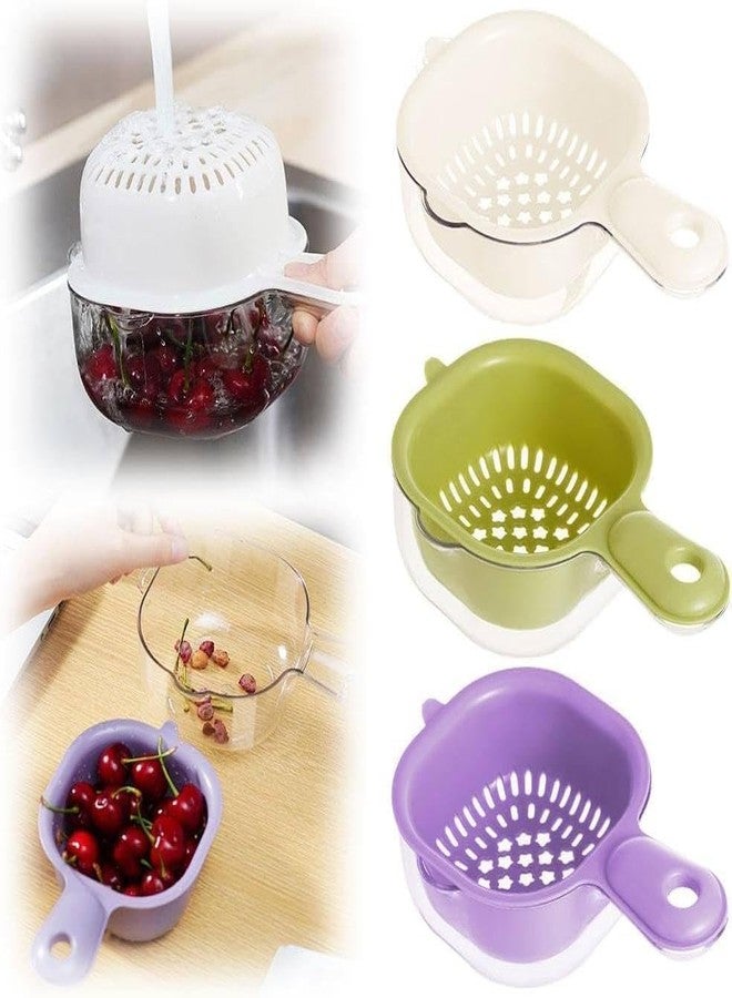 NPB Store 2pcs Drainer Basket, Kitchen Colanders Bowl Set, Small Fruit Cleaning Bowl with Strainer Container, 2 in 1 Fruit Basket with Strainer for Vegetable Fruit Salads - Image 1