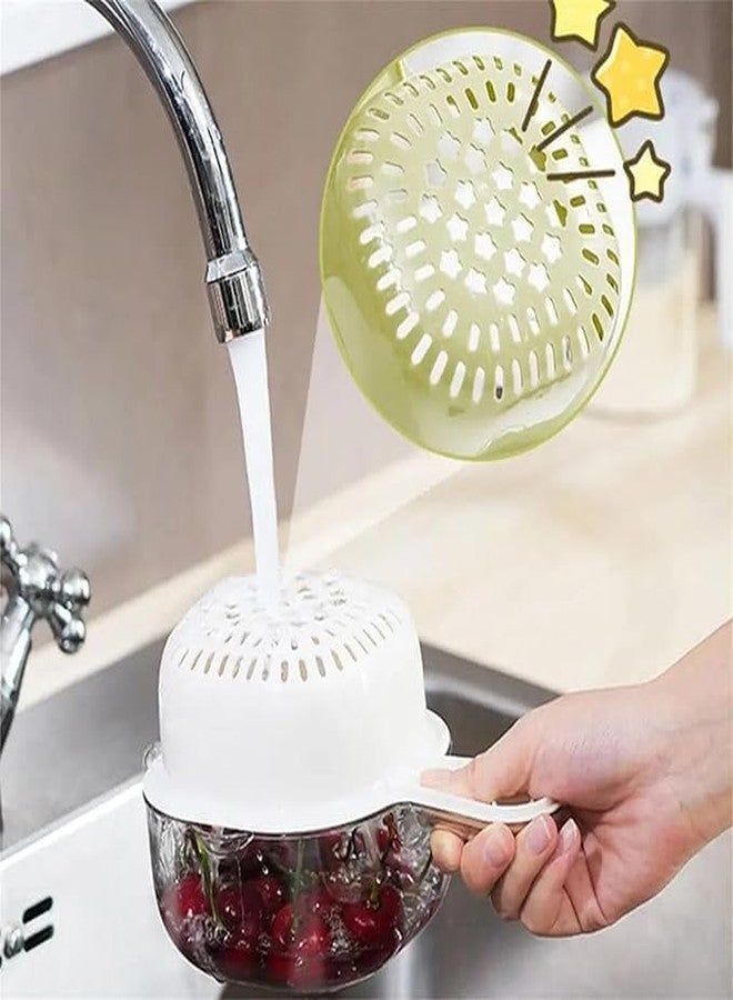 NPB Store 2pcs Drainer Basket, Kitchen Colanders Bowl Set, Small Fruit Cleaning Bowl with Strainer Container, 2 in 1 Fruit Basket with Strainer for Vegetable Fruit Salads - Image 4