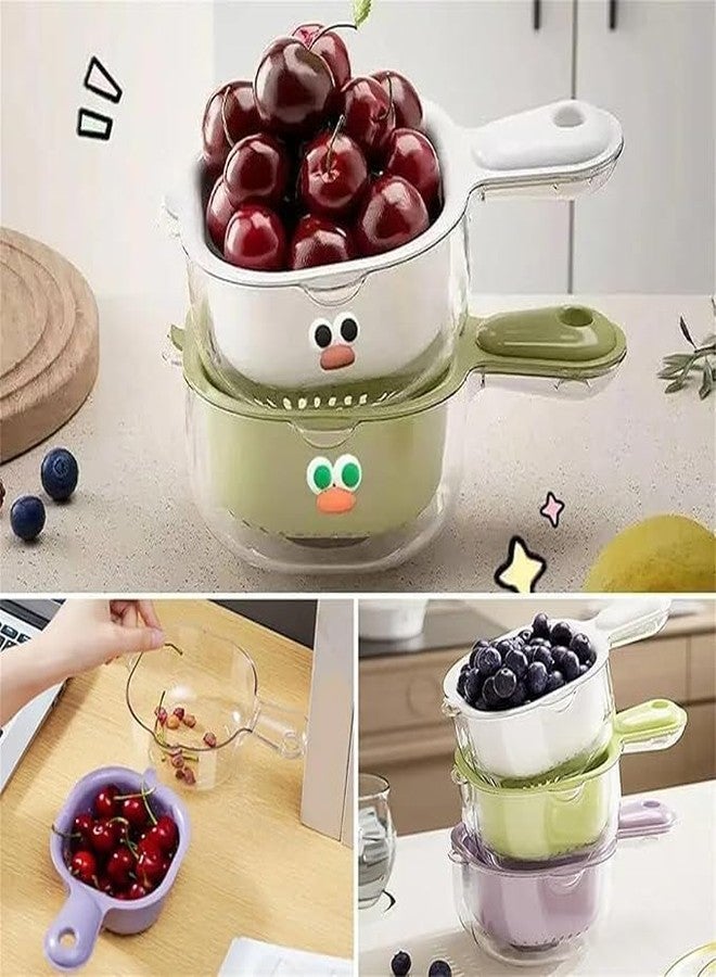 NPB Store 2pcs Drainer Basket, Kitchen Colanders Bowl Set, Small Fruit Cleaning Bowl with Strainer Container, 2 in 1 Fruit Basket with Strainer for Vegetable Fruit Salads - Image 5