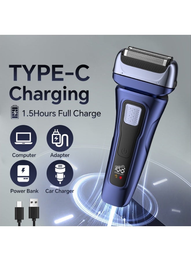 NIBEMINENT Electric Rotary Shaver, Waterproof, USB Rechargeable, 3 Blades, Includes Sideburn Trimmer and Beard Razor - Image 3