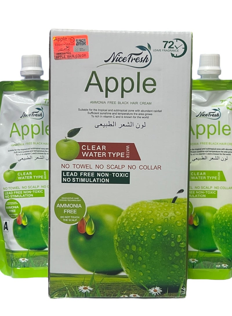 نايس فريش كريم لون الشعر الأسود الطبيعي الخالي من الأمونيا من التفاح 1000 مل - Image 2