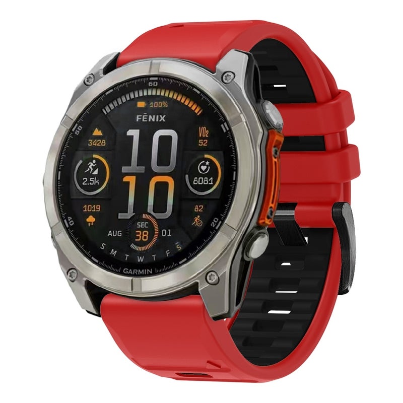 S-TOP For Garmin 22mm Official Two Color Quick Release Silicone Watch Band(Red Black) - Image 1