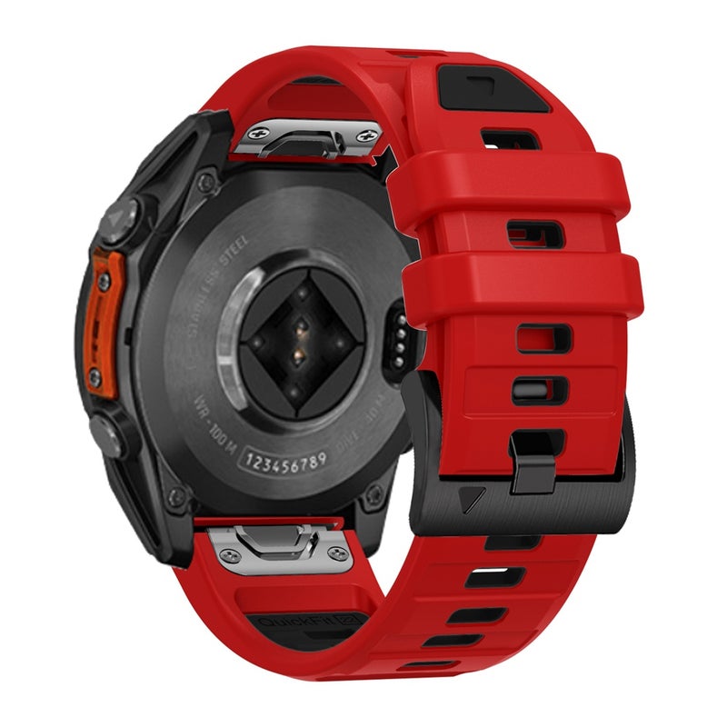 S-TOP For Garmin 22mm Official Two Color Quick Release Silicone Watch Band(Red Black) - Image 2