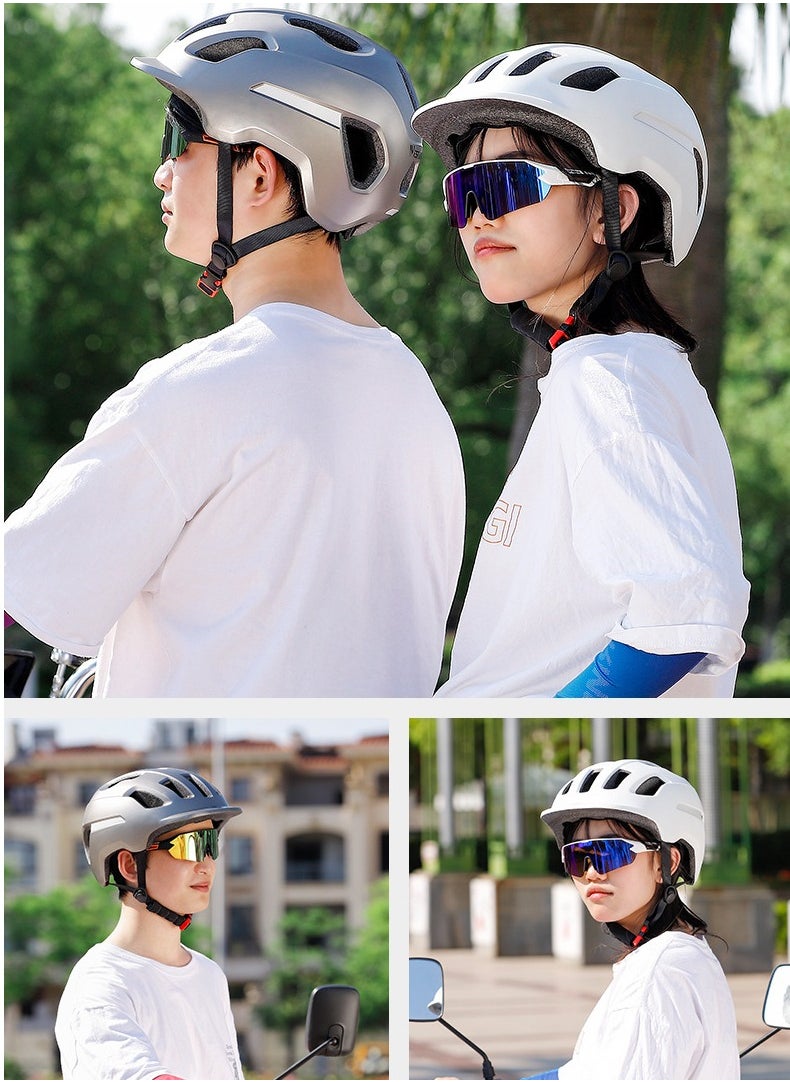 دونيسو - Commuting helmet, detachable lining leisure cycling protective helmet, anti fall, anti-collision, breathable, suitable for electric bicycles,  unisex,white - Image 1