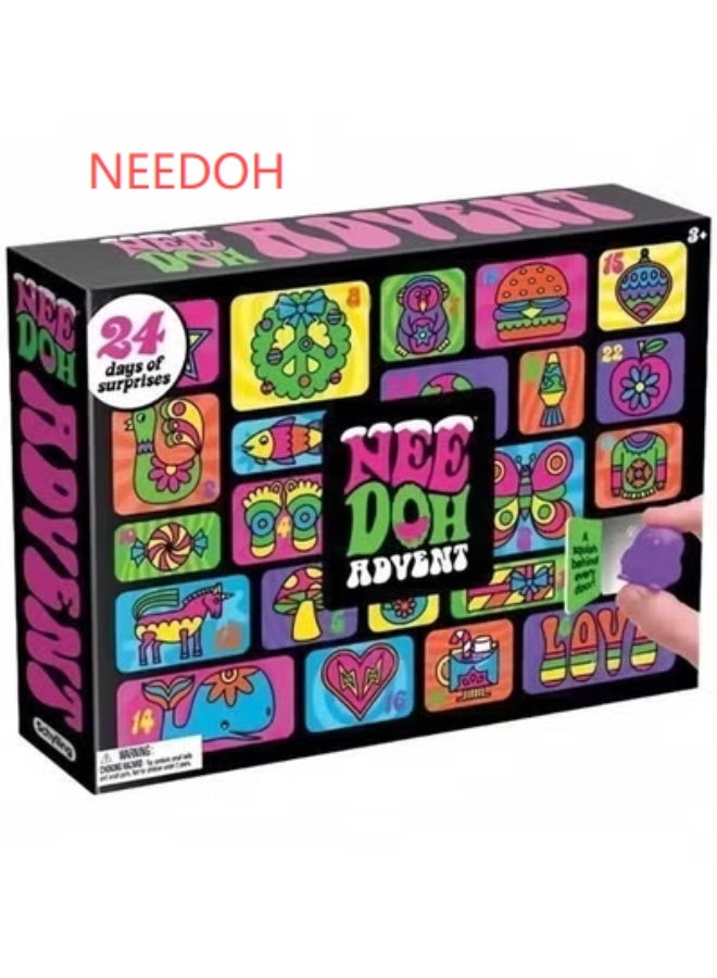 Needoh Calendar 24 Days of Surprises - Squishy Fidget Toys Set, Soft TPR Stress Relief Toys for Kids, Holiday Countdown Calendar Gift for Boys & Girls - Image 1